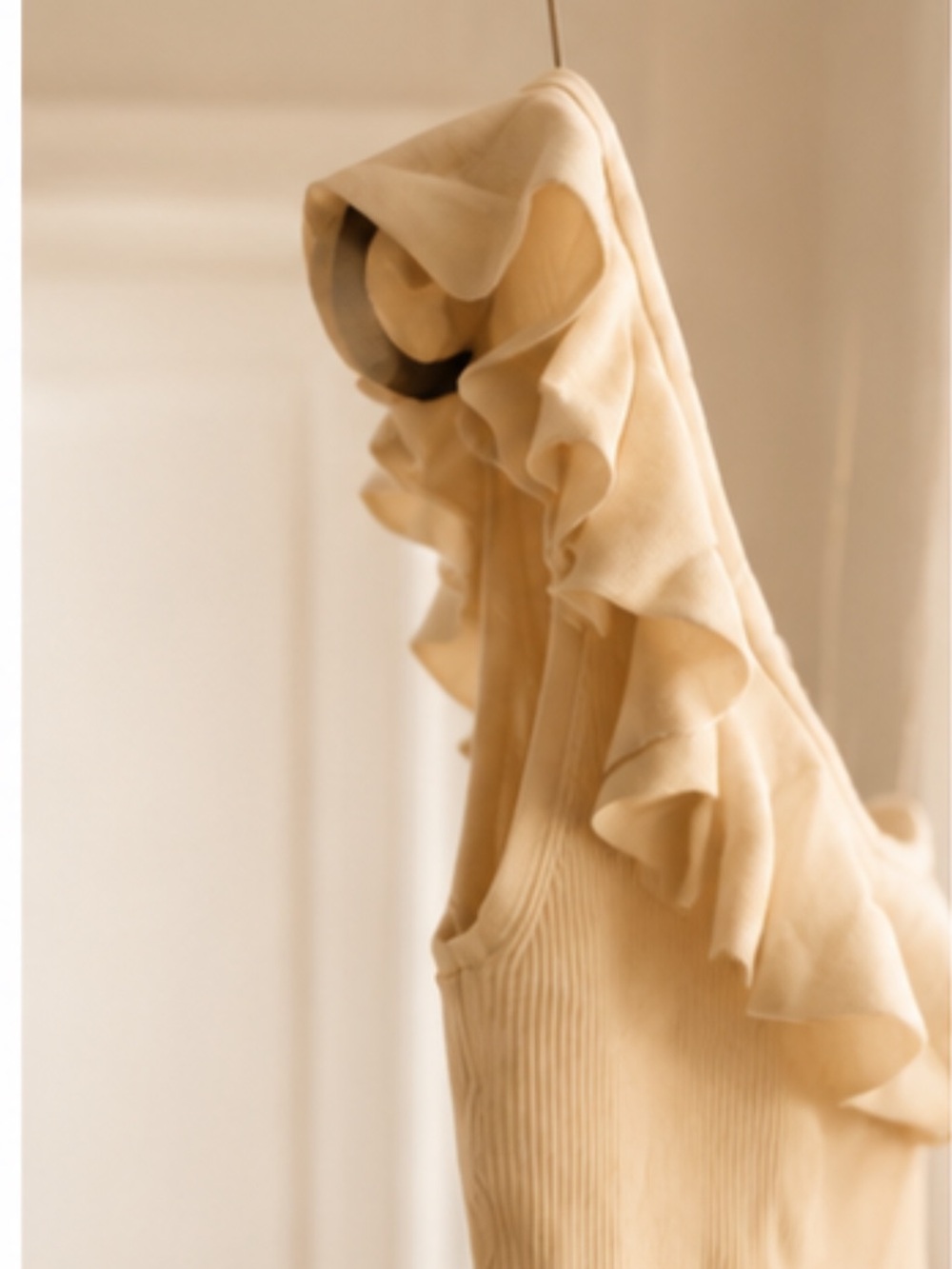 Zimmermann One-Shoulder Ruffle Ribbed Tank Top - Cream - Picture 7 of 10